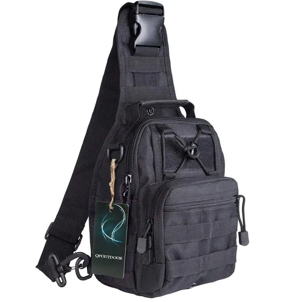 2025 Black Trending Molle Assault Anti-Theft Zipper Closure Tactical Sling Backpack with One Strap for Men Outdoor