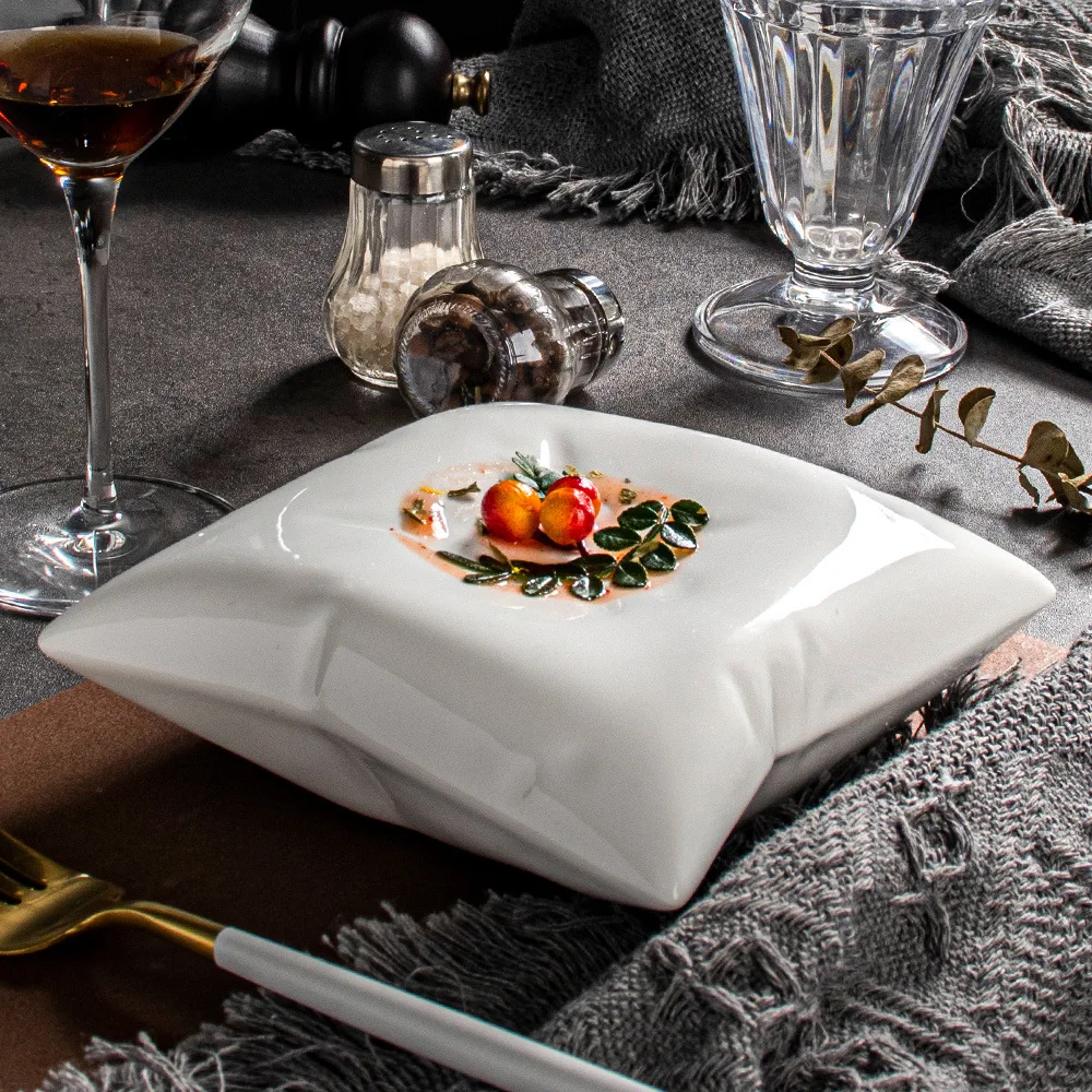 Plato cuadrado de cerámica para cena, platos fríos, Sashimi, Pasta, postre,  Dim Sum, Sushi, ensalada, bandeja para servir, platos, vajilla para