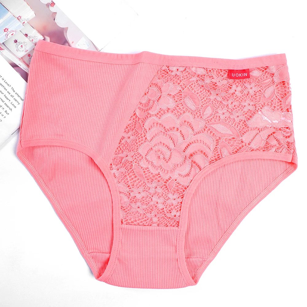 Wholesale High Rise Thread Cotton Lace Mix Pink Underwear Women Panties