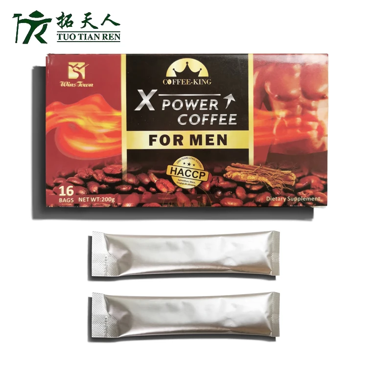 Custom Man Power Coffee Powder Male Vitality Tongkat Ali Private Label Instant Maca Black Energy Coffee for Men