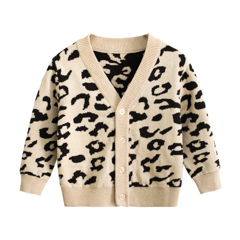 New Trend Autumn Kids Girl Leopard Long Sleeve Cotton Sweater Cardigan Knitwear Tops Alibaba