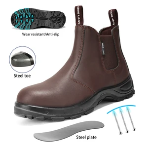 JIANKUN CE High Cut Work Safety Shoes Men's Steel Toe Anti-Smashing Waterproof Anti-Puncture Construction PU Sole Women Sneakers