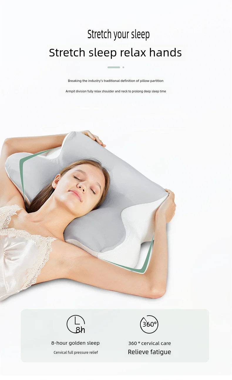 New Patent Product Memory Foam Ergonomic Pillow for Side Back & Stomach Sleeper with Breathable Pillowcase