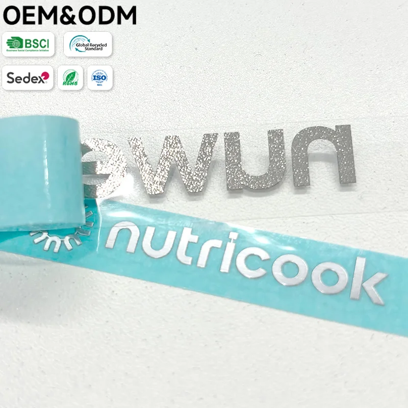 Custom Metal Transfer Sticker Shiny Silver Foil Logo Decal for Kitchen Appliance Branding