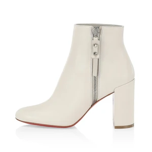 Winter Fashion Casual Comfortable OEM ODM Service Chunky High Heels Leather Women Ankle Boots