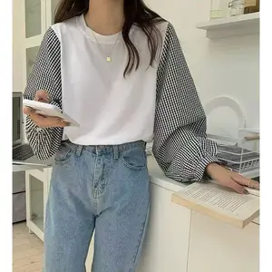 Wholesale Fall 2026 New Fashion Casual Skinny Long Sleeve Loose Checked Fake Two-piece Women's  Hoodies
