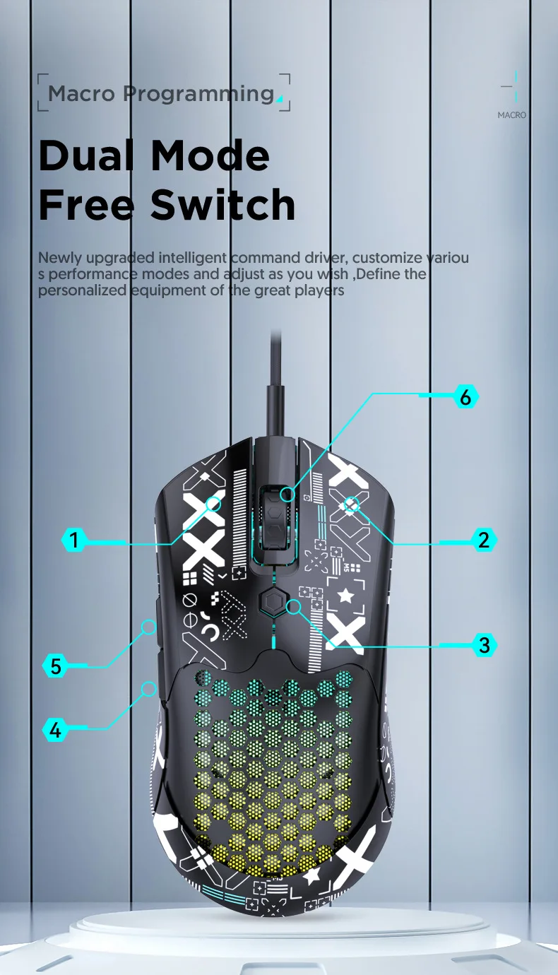 M5 Gaming Mouse - Lightweight, Ergonomic, and RGB Backlit