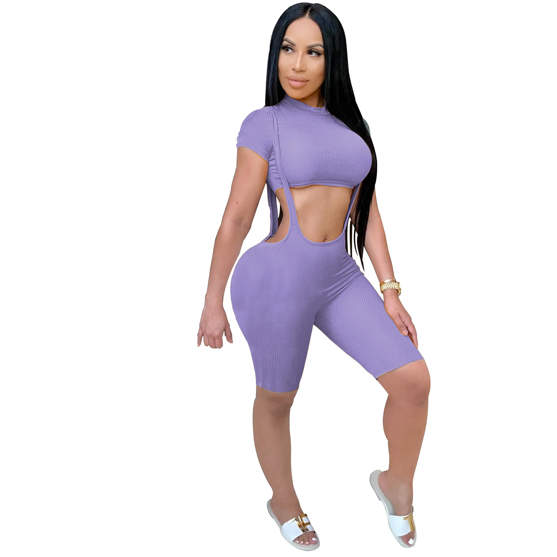 Короткий топ на бретелях, летний комплект из 2 предметов, сексуальный эластичный комплект из двух предметов