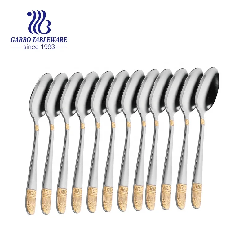 Factory custom golden plated stainless steel 18-10 cutlery coffee spoon decorative Arabic style mini honey tea spoon for dessert