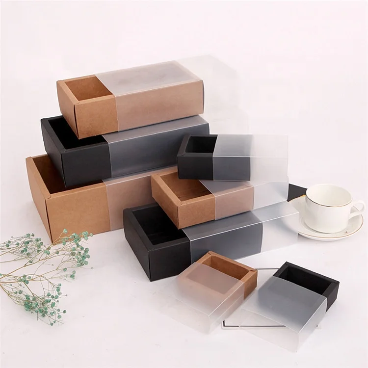 Factory Custom Logo Kraft Paper Drawer Packaging Box for Cookies Bread Wigs Frosted Cover Free Sample Embossing Matt Lamination