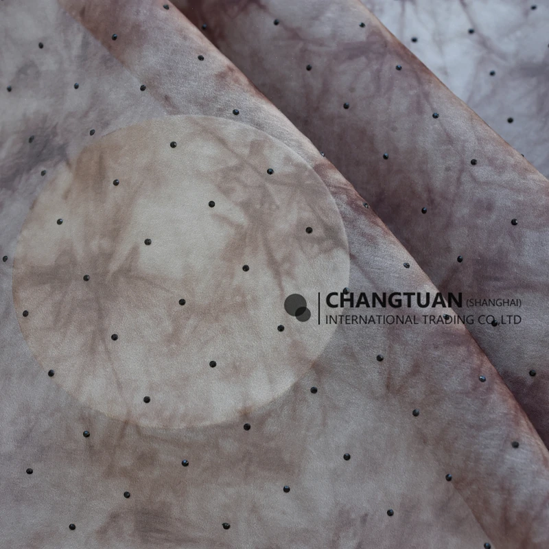 New Design Georgette Material Silk Chiffon Fabric Marble Print Hot Drilling Chiffon Fabric for Dresses Clothing