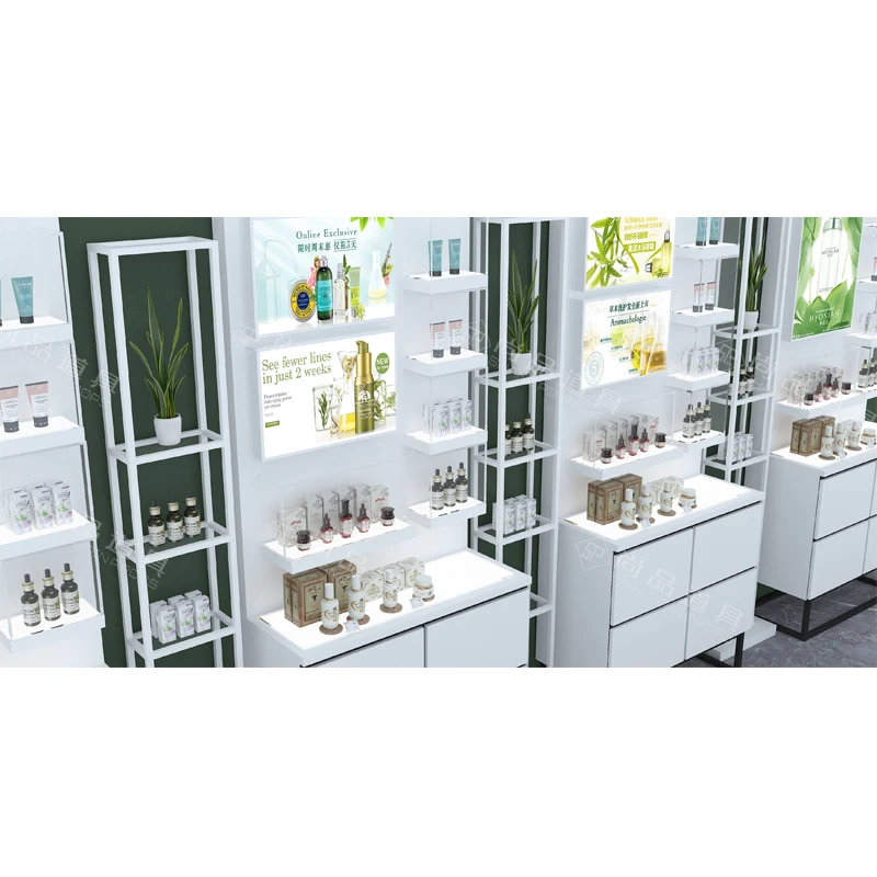 Cosmetic Display Counter Store Interior Design Display Shelves Wood
