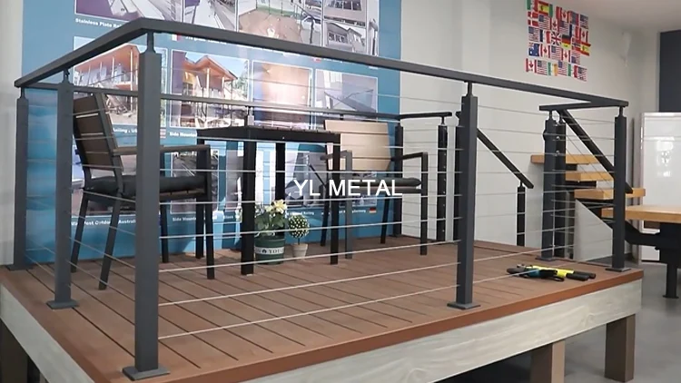 Cd Railing Yl Cable Railing Low Maintenance Balcony Stainless Stair Black Side ...