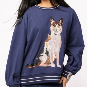 LYG Wholesale Custom New Design German Shepherd Pet Dog Embroidery Sequin Sweatshirt Crewneck Cotton Women's Eco-Friendly