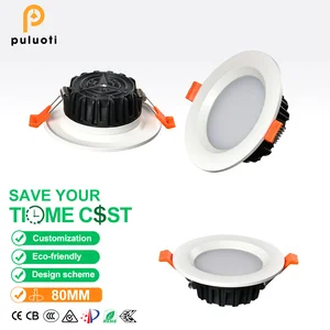 Premium Aluminum Recessed LED Full-spectrum High-color-rendering Downlight, 80mm Diameter, for Indoor Home and Commercial Use