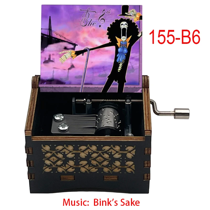 Vintage Anime Bink's Sake Music Box - Hand Crank Wooden Gift for