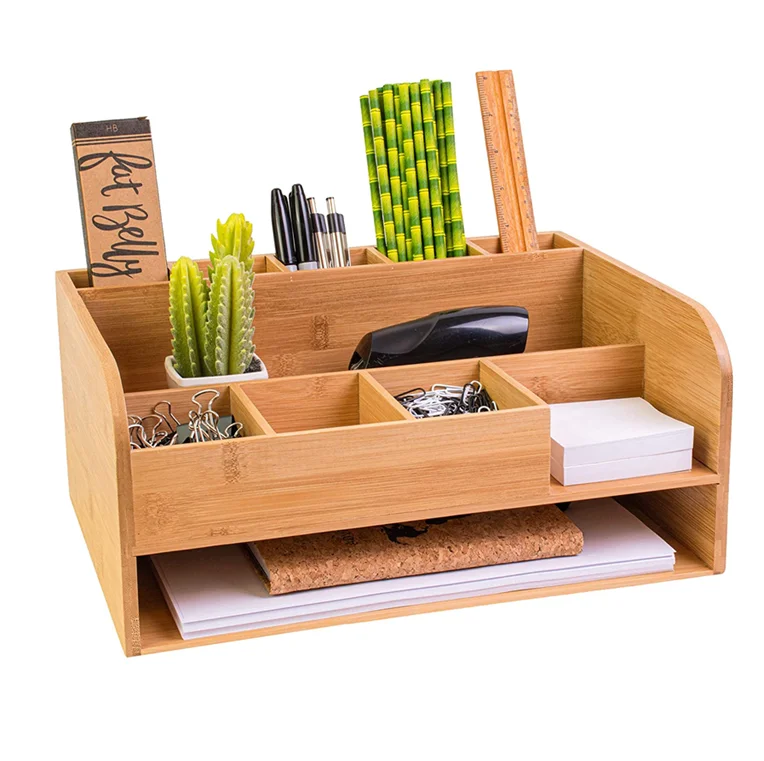 Cheap Price Bamboo Desk Organizer with 4 Storage Drawers Wooden Storage Box  - China Desktop Organizer, Desk Organizer