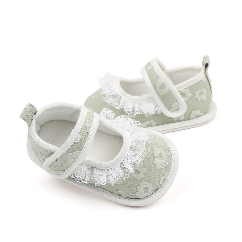 New Solid Color Mesh Lace Embroidery Lace Soft Base Infant Shoes for Girls supplier