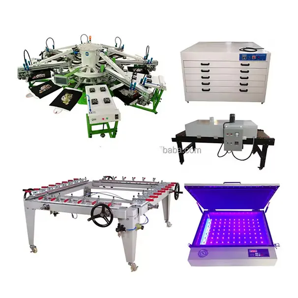 Full Set 6 Color Automatic Carousel Automatic T-shirt Screen Printing Machine for Garment Bags Flat Press Printing