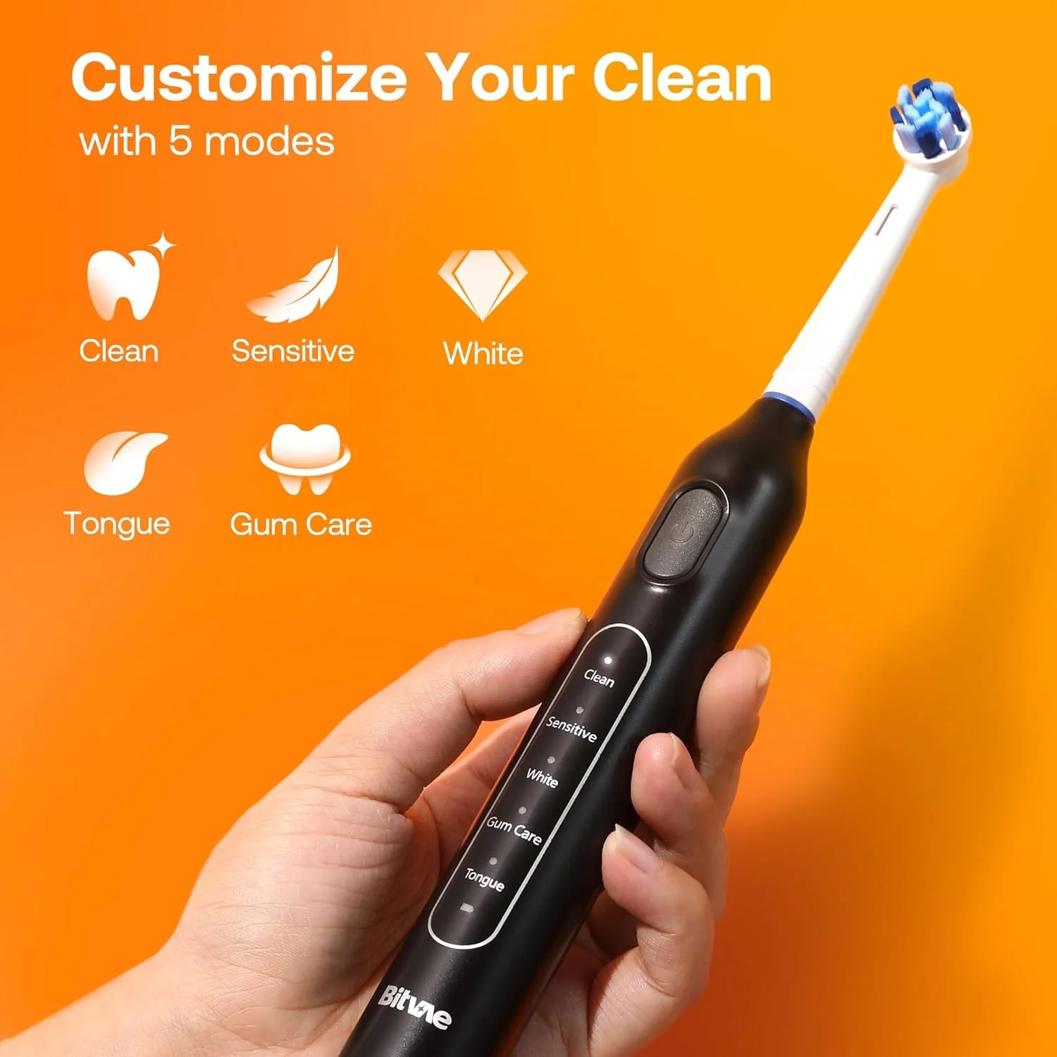 Bitvae BV R1 Rotating Electric Toothbrush with 8 Brush Heads for Adults and Kids