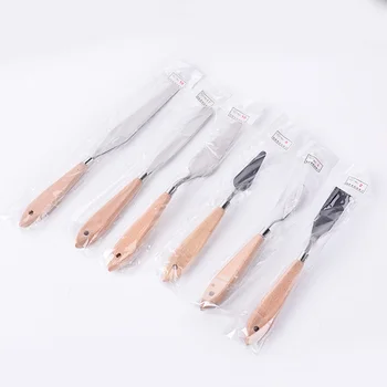 Palette Knife Painting Stainless Steel Spatula Palette Knife Oil Paint  Metal Knives Wood Handle.