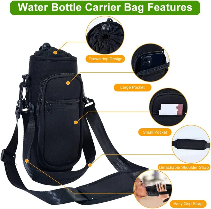 Sport Water Bottle Thermal Cover Bag Carrier Sleeve Sling Holder