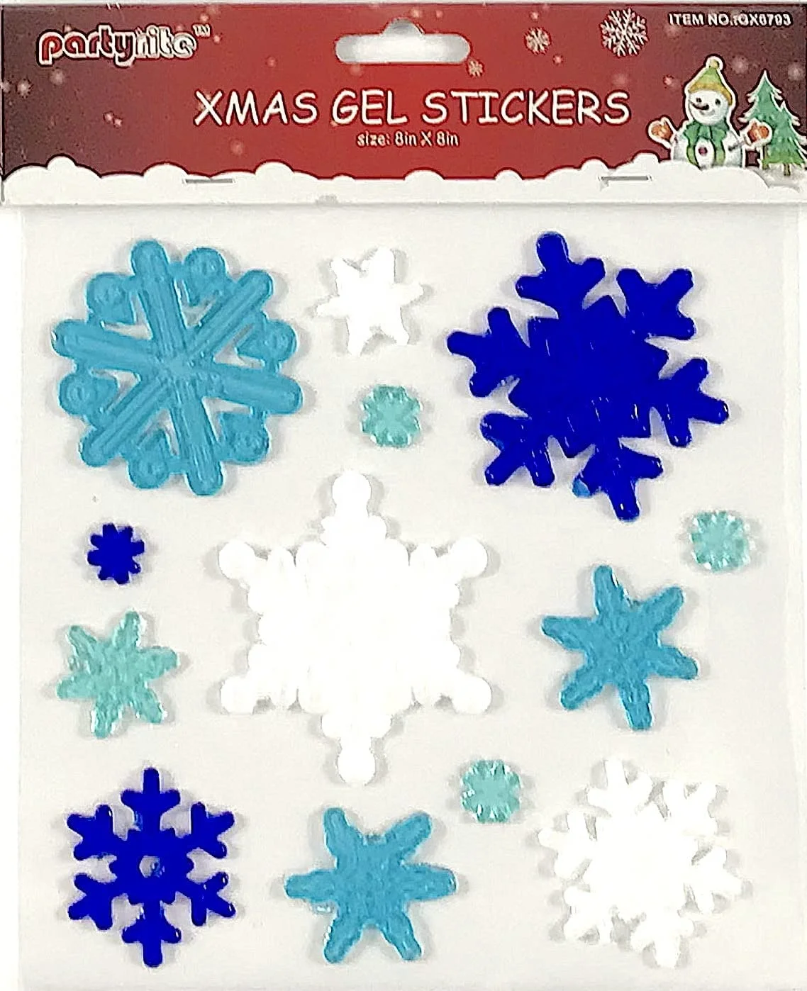 Whaline 30 Pcs Winter Gel Window Clings - Blue Purple Silver Snowflake Decals For Christmas & Frozen Parties