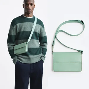 Customized New Fashion Leather Men's Crossbody Shoulder Small Messenger Bag With Flap for Men