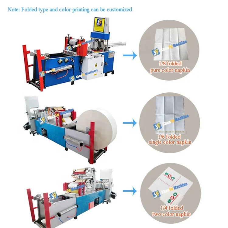 Multi Function Plastic Bag Tissue Papers Packing Use Napkin Paper Making Machine with 2 Color Printing