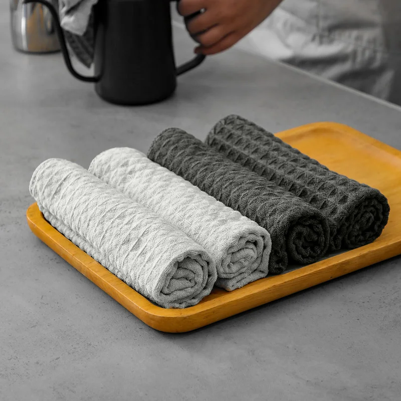 GREY 16inch X 16inch Microfiber Kitchen Cleaning Cloth Thick Dish Rags  Waffle Weave Washcloths Dish Cloths Ultra Absorbent