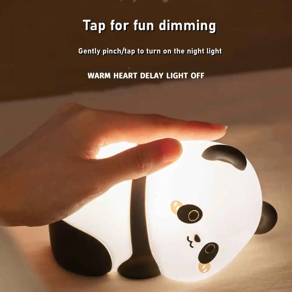 Luce Notturna LED A Forma Di Panda – Silicone Alimentare, Dimmerabile 3 Livelli, Perfetta Per Bambini