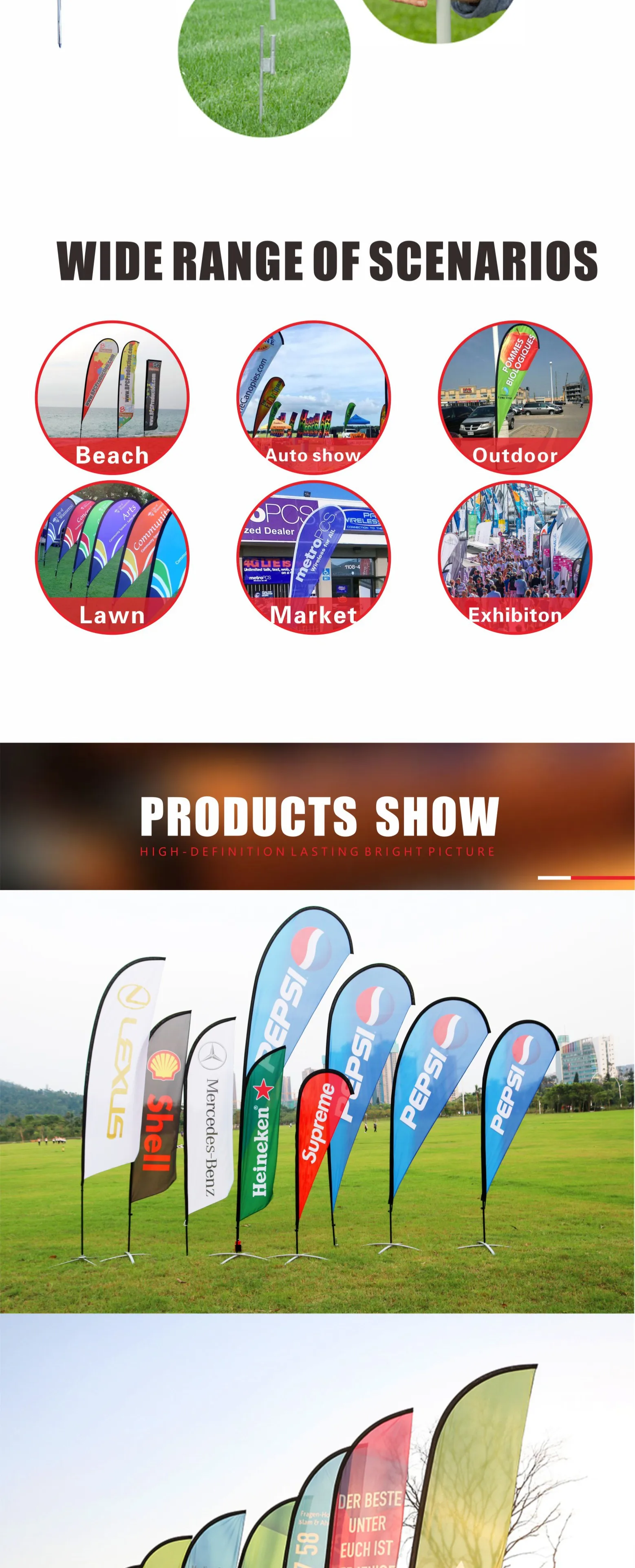 High Quality Advertising Outdoor Flying Banner Teardrop Tear Drop Flags