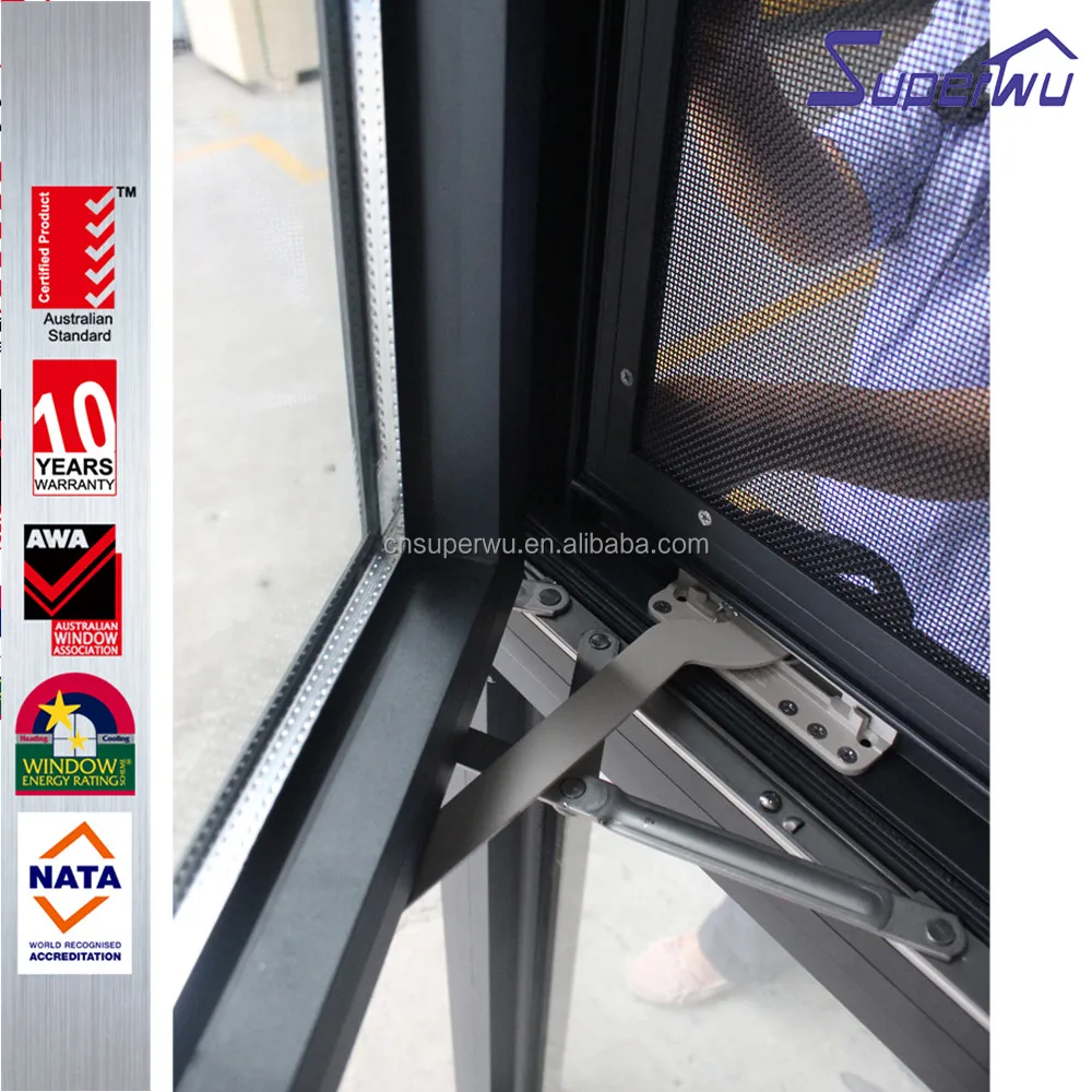 Wholesale Aluminum Large French Swing Type Black Color Casement Window with Mosquito Net Open Outside