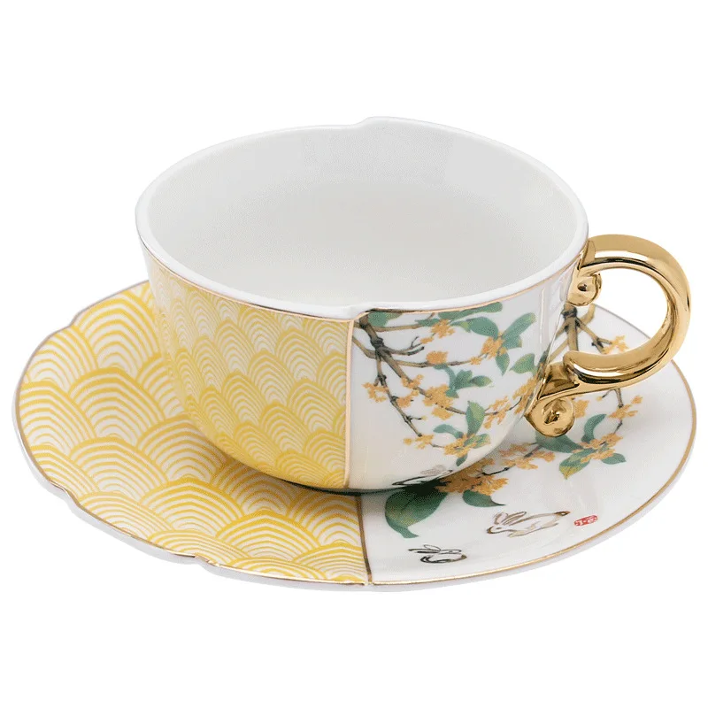 Chinese irregular porcelain cup coffee cup and saucer coffee mug ceramic afternoon tea set