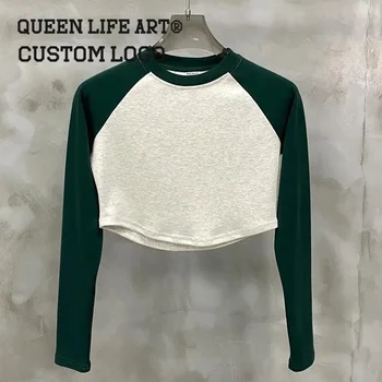 women's t-shirt long sleeve crop tops for women y2k football jersey baby tees country crop tops sequin embroidery for women