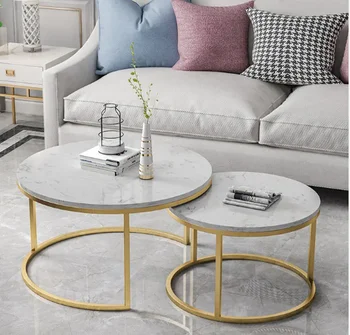 Wholesale price Nordic Modern Circle Nordic Modern Circle Stainless Steel Leg Marble Plinth Coffee Table