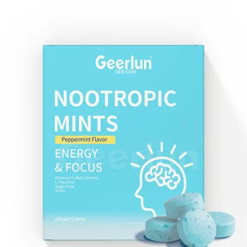 ODM Energy Focus Mints Balanced Caffeine L-Theanine Supplements Nootropic Vitamin Peppermint Mints