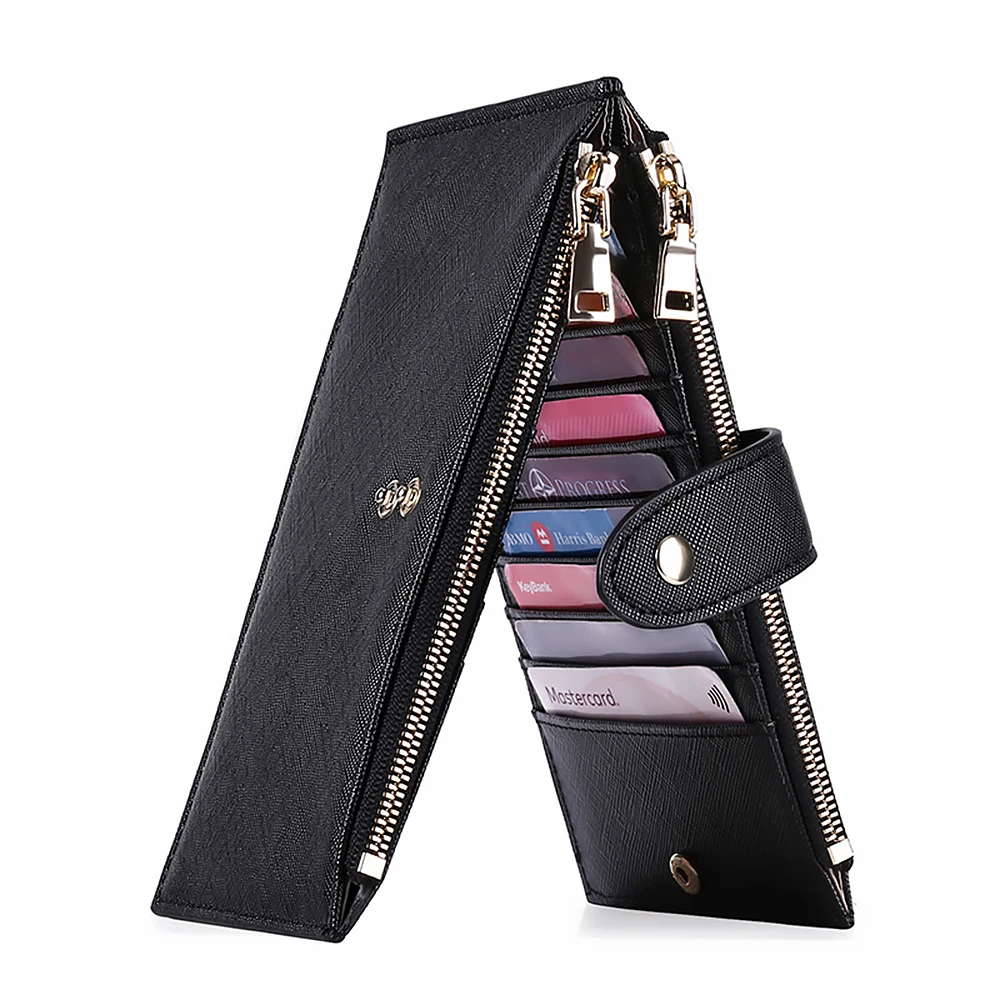 Women Anti-Theft RFID Blocking Bifold Multi Card Case Wallet With Zipper  Pocket Purse Smart Wallet Credit Card Holder