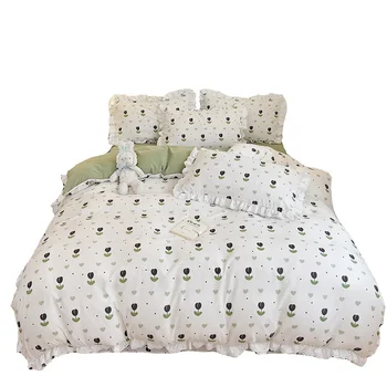 High-quality thickened small and fresh bed sheet bed cover four piece set winter home bedding set