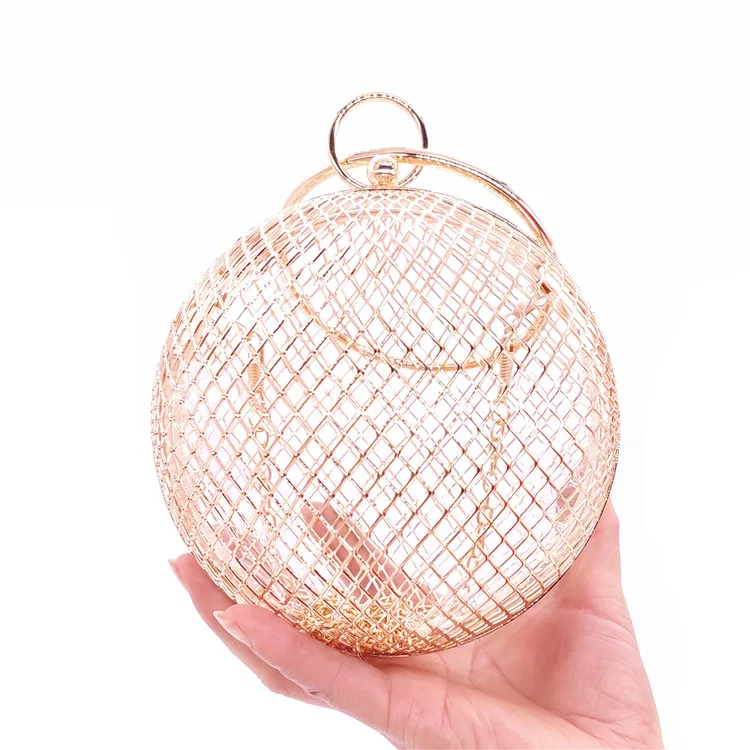 Ladise Metal Clutch Cage Bag Ball Shaped Cross Body Chain Bags Purse  Evening Bag