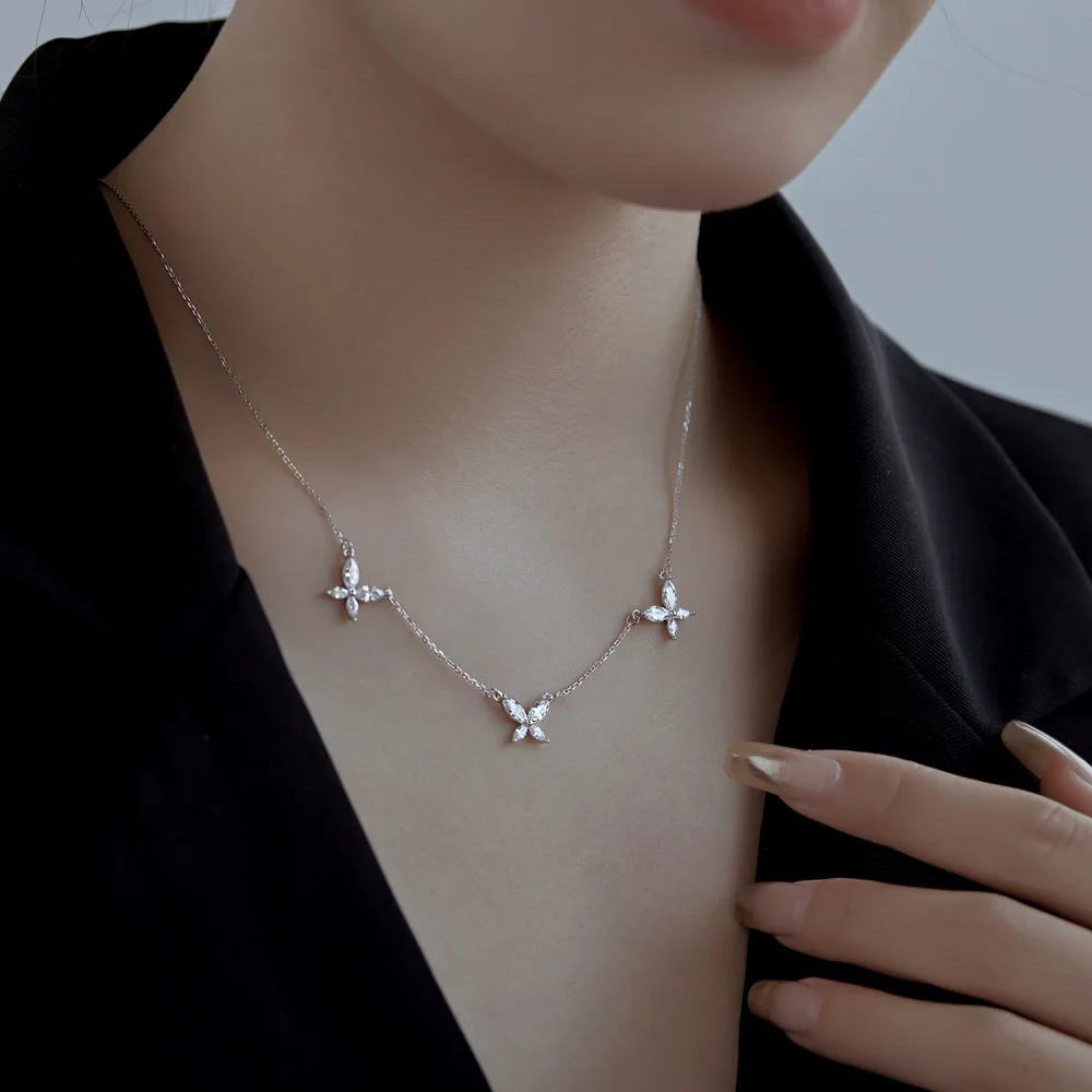 KAKODIY women's Cubic Zirconia 925 Sterling Silver necklace 18K gold plated women's jewelry butterfly pendant necklace for women detail 1