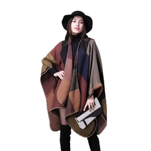 Luxury Extra Long Fabric Check pattern Fashion Pashmina Wool Scarf for women Winter Shawl Thicken and warm print stylish