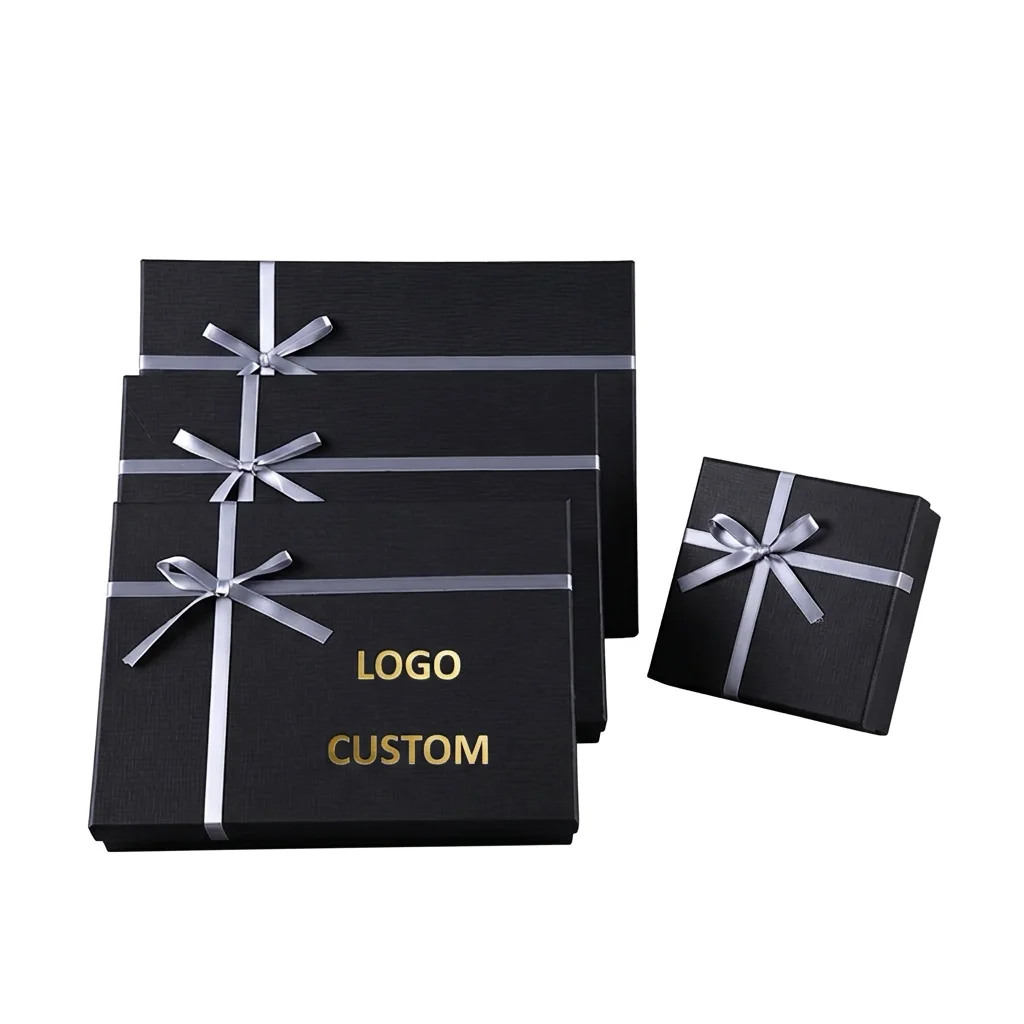 Kotak Hadiah Festival dengan Penutup dan Tapak yang Dibuat Mengikut Pesanan di Kilang, Dilengkapi dengan Cetakan Logo Berbentuk Reben dan Ikat Bow, Pembungkus Kaku Mewah yang Dibuat daripada Kertas Khas untuk Kejutan