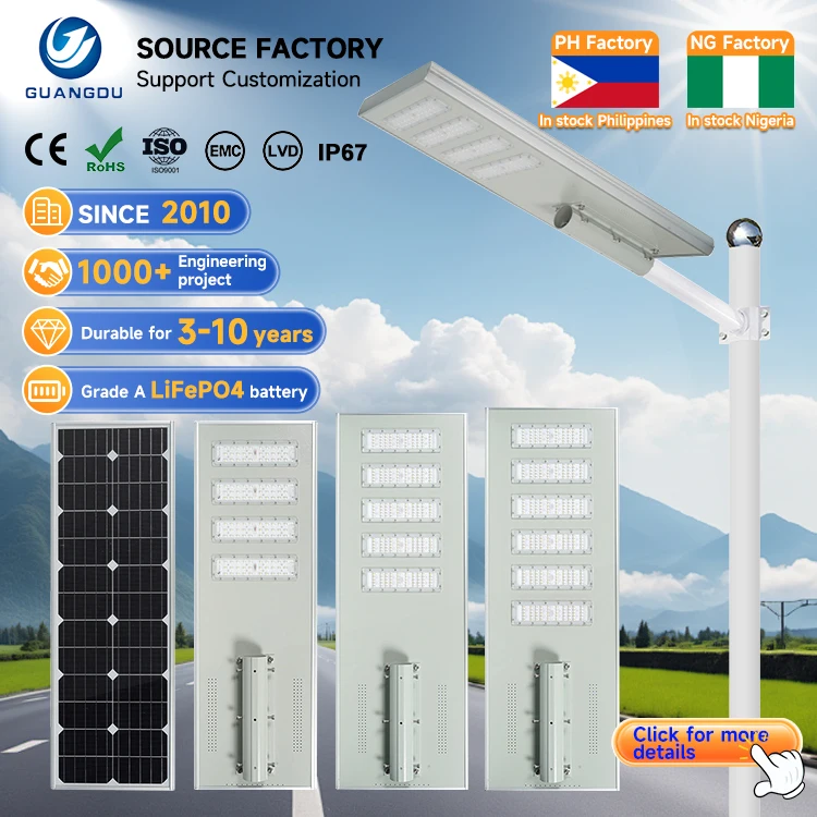 Engineering Outdoor Ip67 Waterproof Die-cast Aluminum 150w 200w 240w 300w 500w 600w All in One Integrated Led Solar Street Light