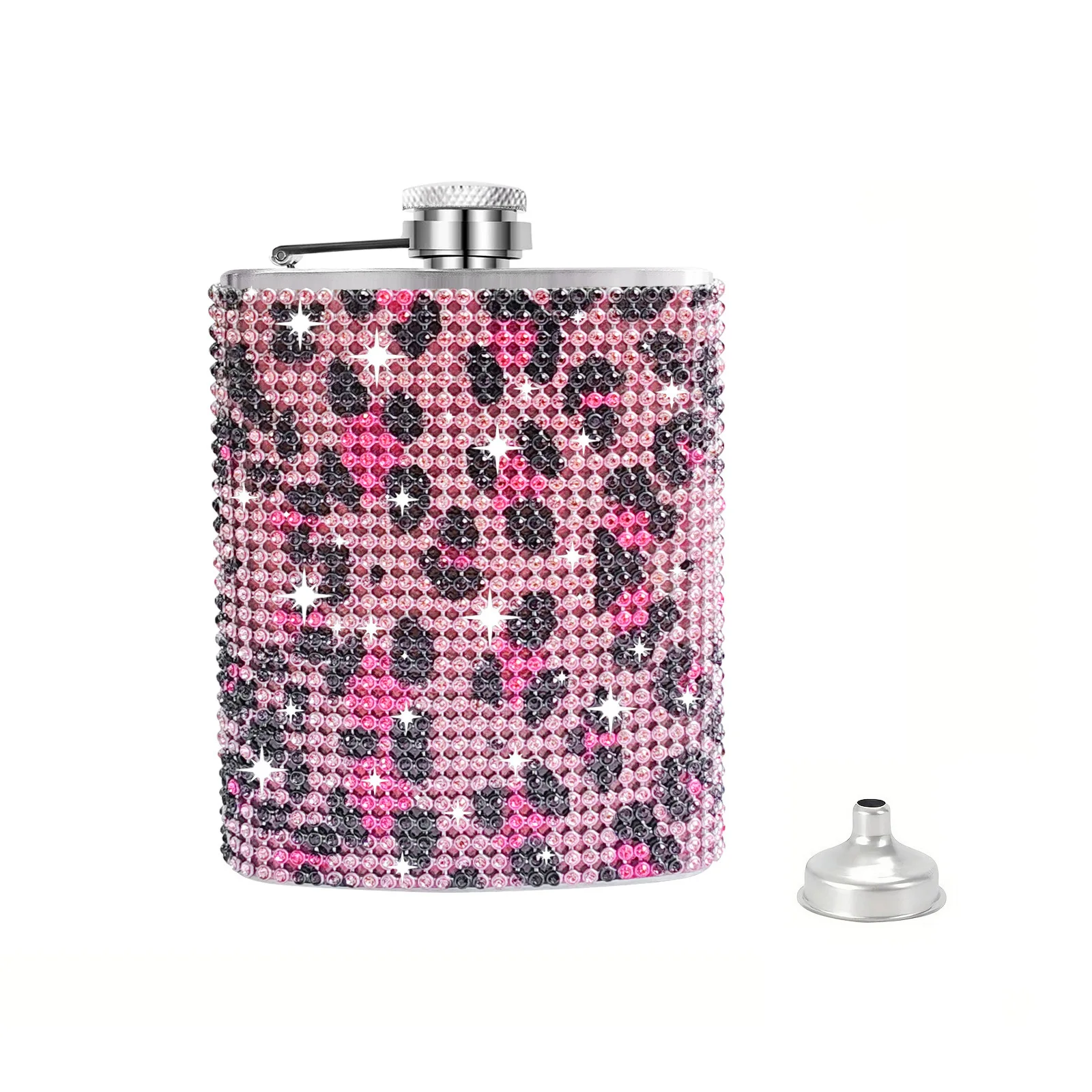 Set Fiaschetta Donna Glitterata 236ml – Acciaio Inox Con Imbuto E 2 Bicchierini