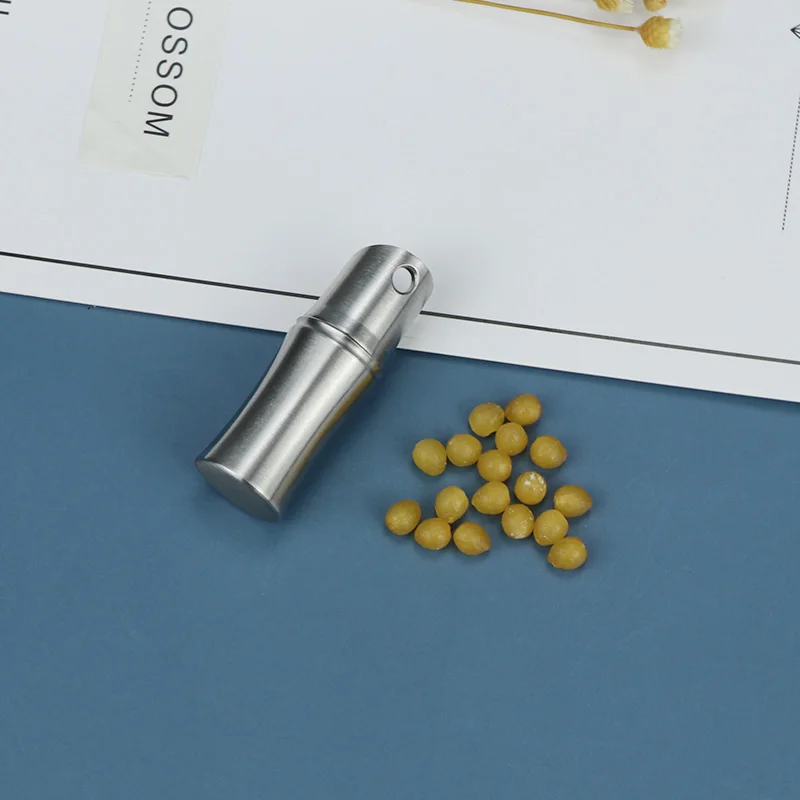 Водонепроницаемый мини портативный металлический контейнер для таблеток из нержавеющей стали в форме бамбука с логотипом на