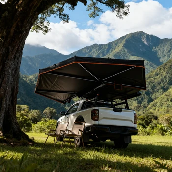 270 Degree Free Standing Camping 420D Oxford Waterproof Extended Side Awning Tent 4*4 Car Roof Top  With Led Light for Car