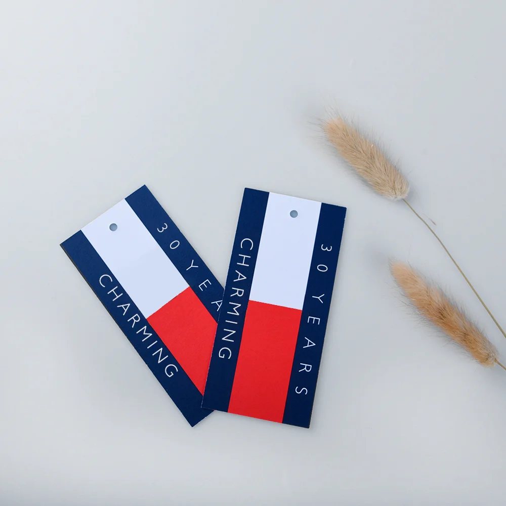 High Quality Print Paper Brand Cardboard Kraft Paper Tags Hang Label Tag With Hemp Rope for Jeans