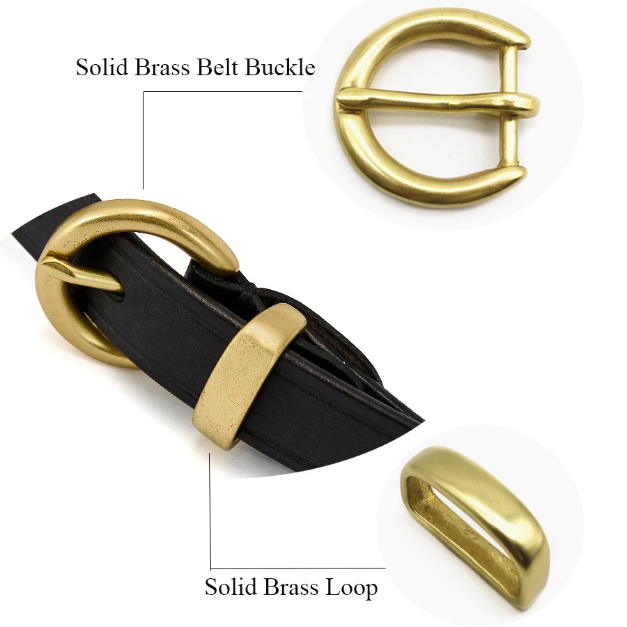 Custom Private Solid Brass Buckles Set With Loop /keeper Central Bar
