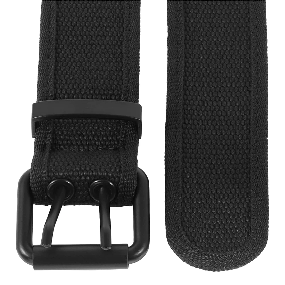 Wear-resistant Outdoor Lightweight Canvas Web Belts Solid Color Casual Double Hole Grommet Tactical Belt